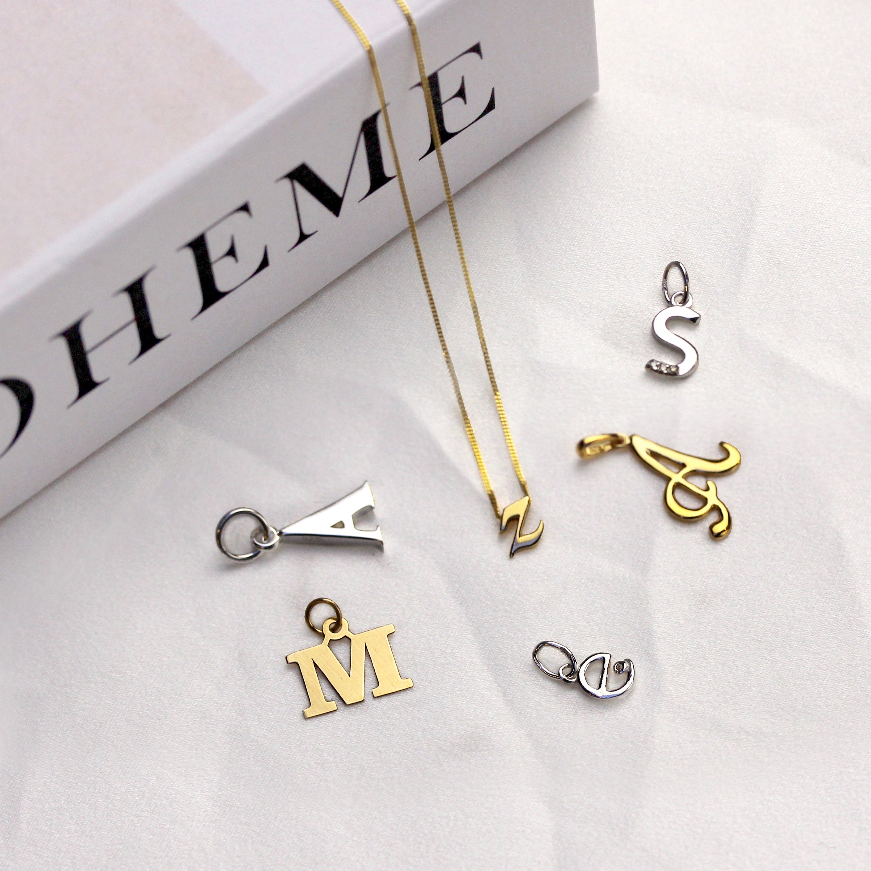 Lightweight Small 9ct Gold Initial Letter Charms A - Z