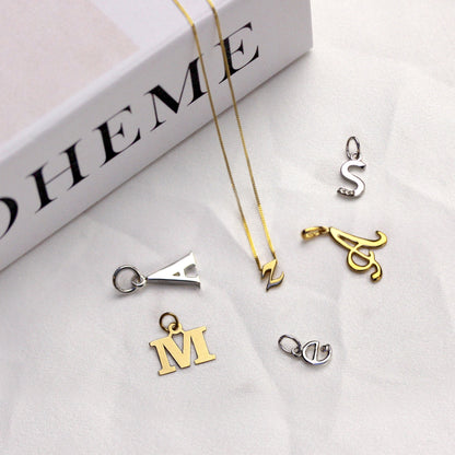 Sterling Silver & Triple 1.2pt Diamond Alphabet Letter Pendant A - Z
