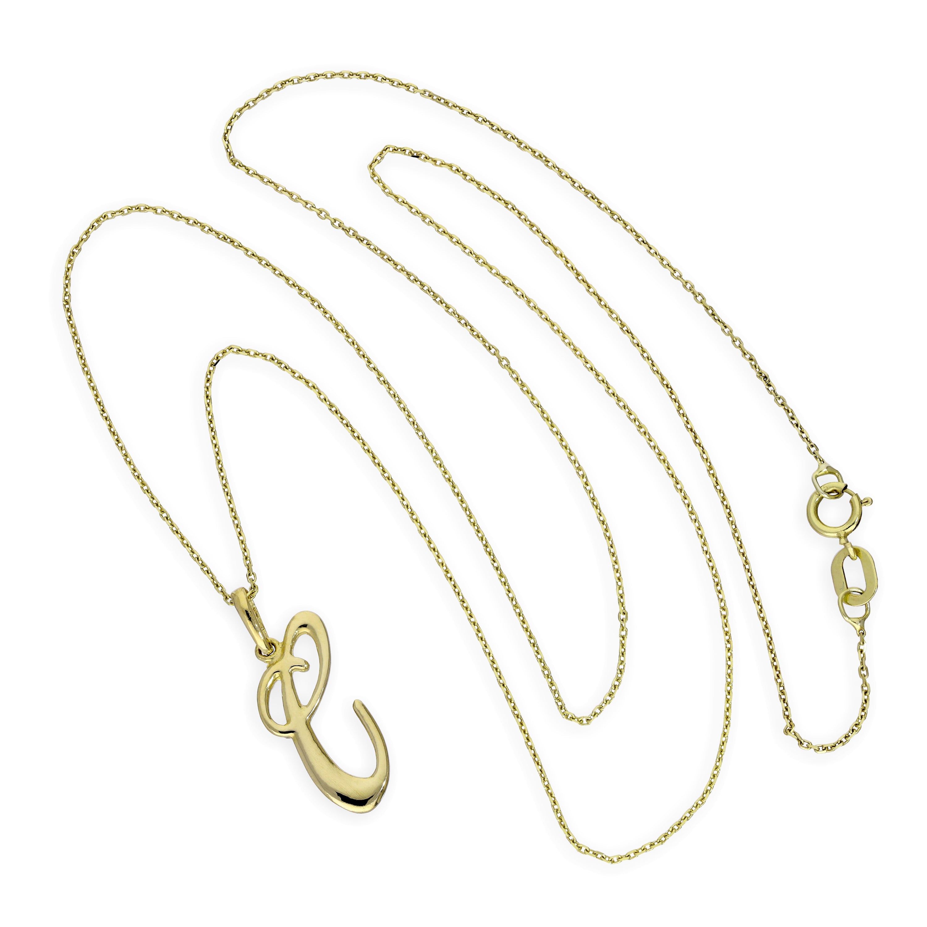 9ct Gold Fancy Calligraphy Script Letter C Pendant Necklace 16 - 20 Inches