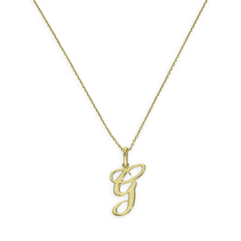 9ct Gold Fancy Calligraphy Script Letter G Pendant Necklace 16 - 20 Inches