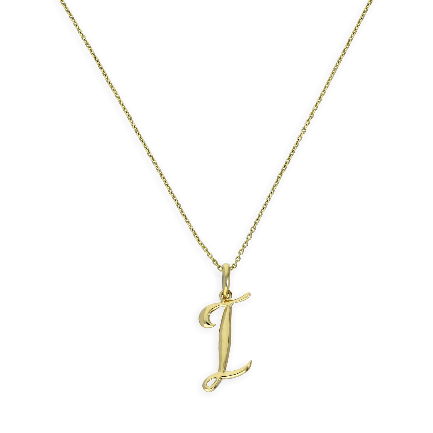 9ct Gold Fancy Calligraphy Script Letter I Pendant Necklace 16 - 20 Inches