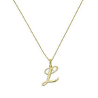 9ct Gold Fancy Calligraphy Script Letter L Pendant Necklace 16 - 20 Inches