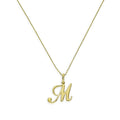 9ct Gold Fancy Calligraphy Script Letter M Pendant Necklace 16 - 20 Inches