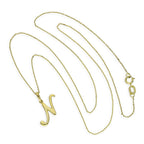 9ct Gold Fancy Calligraphy Script Letter N Pendant Necklace 16 - 20 Inches