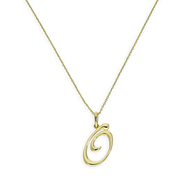9ct Gold Fancy Calligraphy Script Letter O Pendant Necklace 16 - 20 Inches