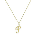 9ct Gold Fancy Calligraphy Script Letter P Pendant Necklace 16 - 20 Inches