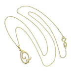 9ct Gold Fancy Calligraphy Script Letter Q Pendant Necklace 16 - 20 Inches