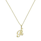 9ct Gold Fancy Calligraphy Script Letter R Pendant Necklace 16 - 20 Inches