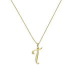 9ct Gold Fancy Calligraphy Script Letter T Pendant Necklace 16 - 20 Inches