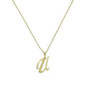 9ct Gold Fancy Calligraphy Script Letter U Pendant Necklace 16 - 20 Inches