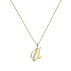 9ct Gold Fancy Calligraphy Script Letter U Pendant Necklace 16 - 20 Inches