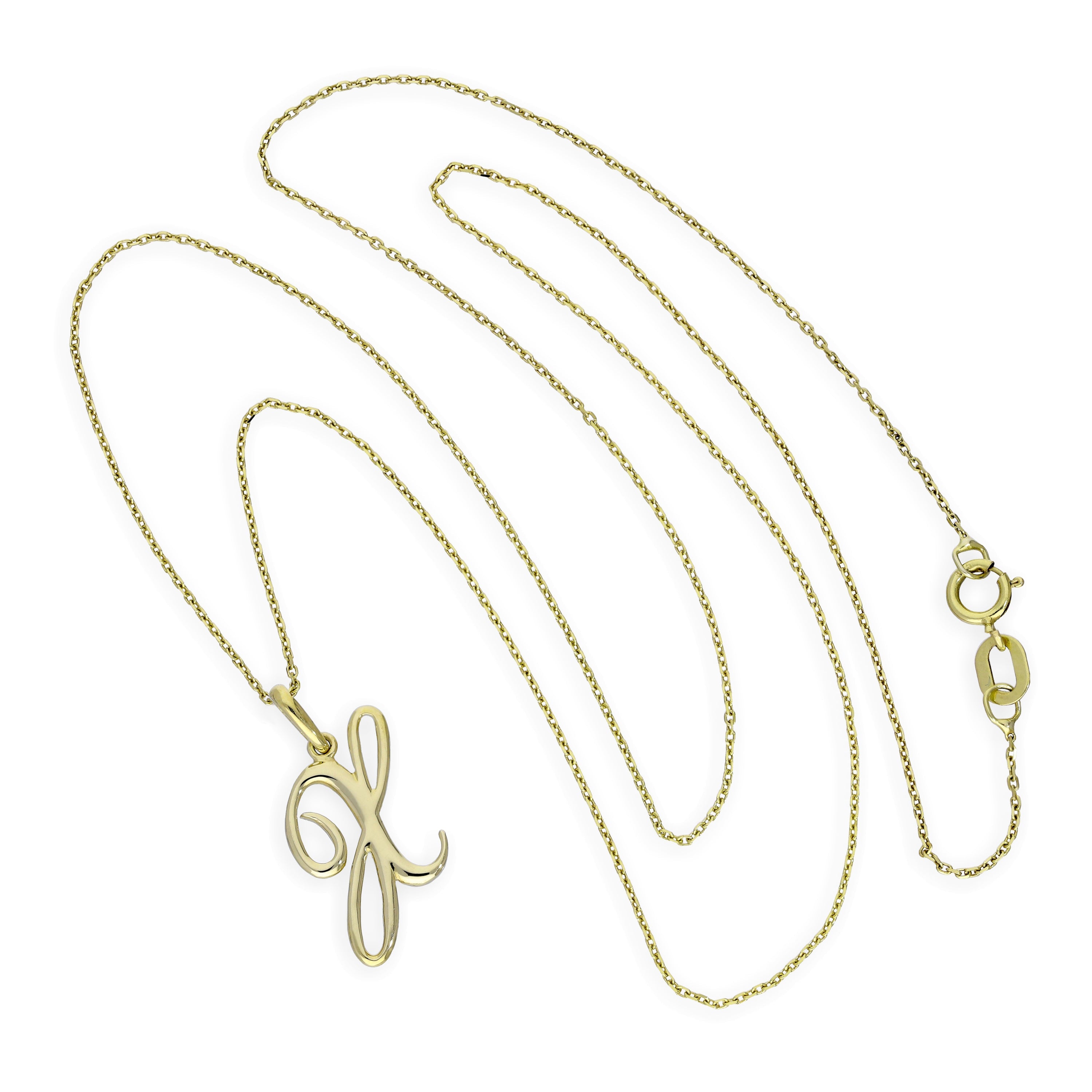 9ct Gold Fancy Calligraphy Script Letter X Pendant Necklace 16 - 20 Inches