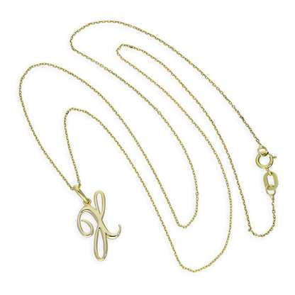 9ct Gold Fancy Calligraphy Script Letter X Pendant Necklace 16 - 20 Inches