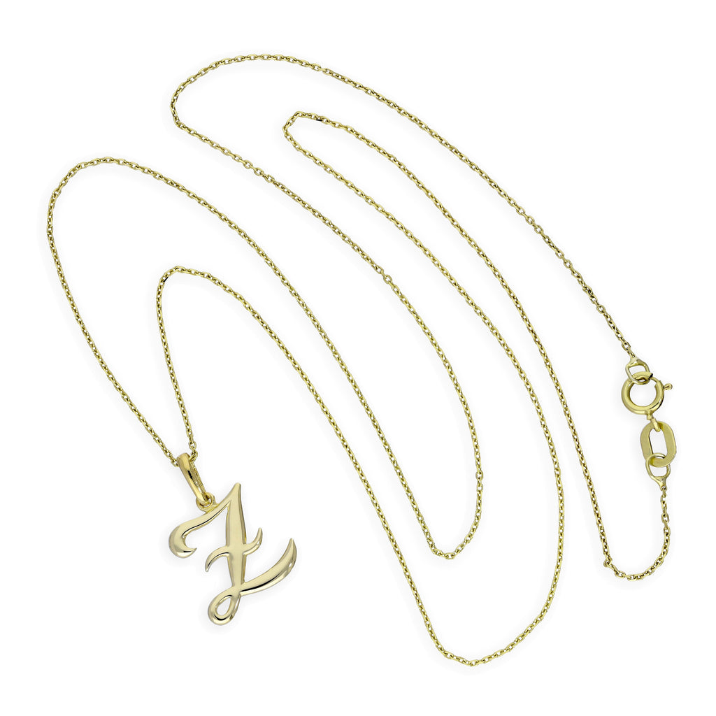 9ct Gold Fancy Calligraphy Script Letter Z Pendant Necklace 16 - 20 Inches