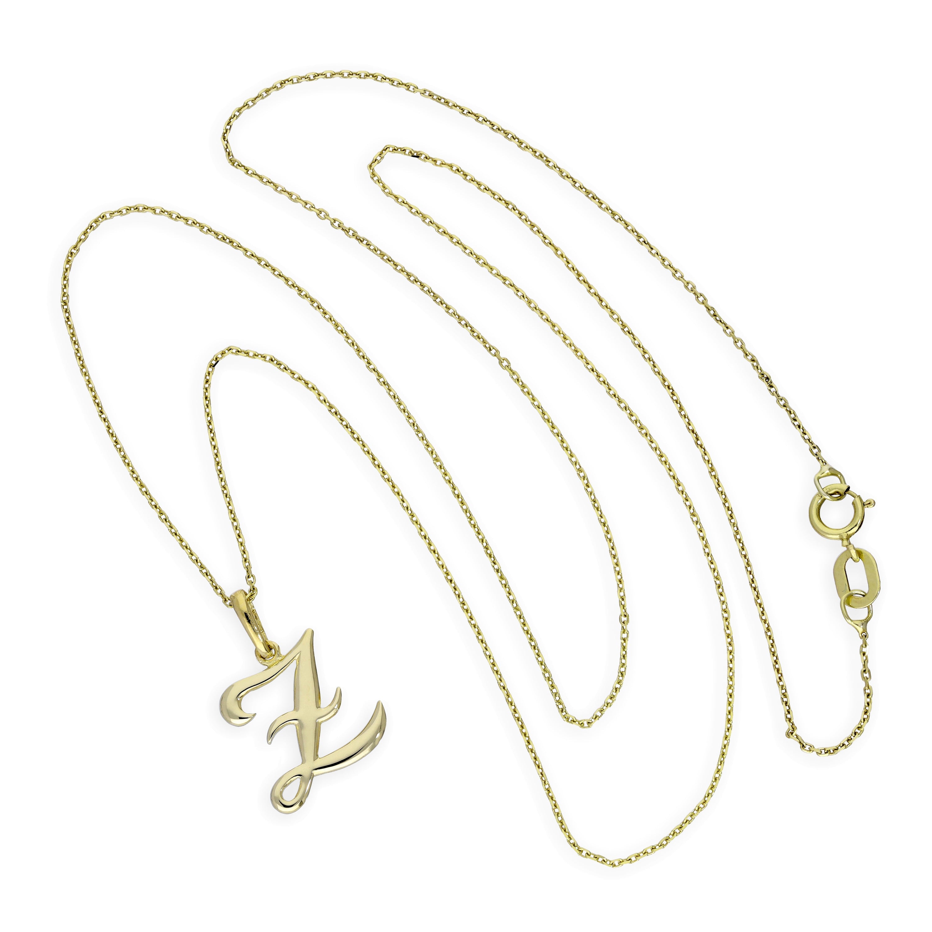 9ct Gold Fancy Calligraphy Script Letter Z Pendant Necklace 16 - 20 Inches