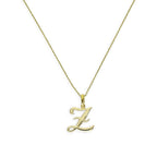 9ct Gold Fancy Calligraphy Script Letter Z Pendant Necklace 16 - 20 Inches