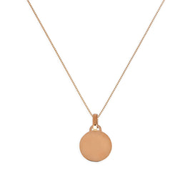 9ct Rose Gold Small Engravable Circle Pendant Necklace 16 - 18 Inches