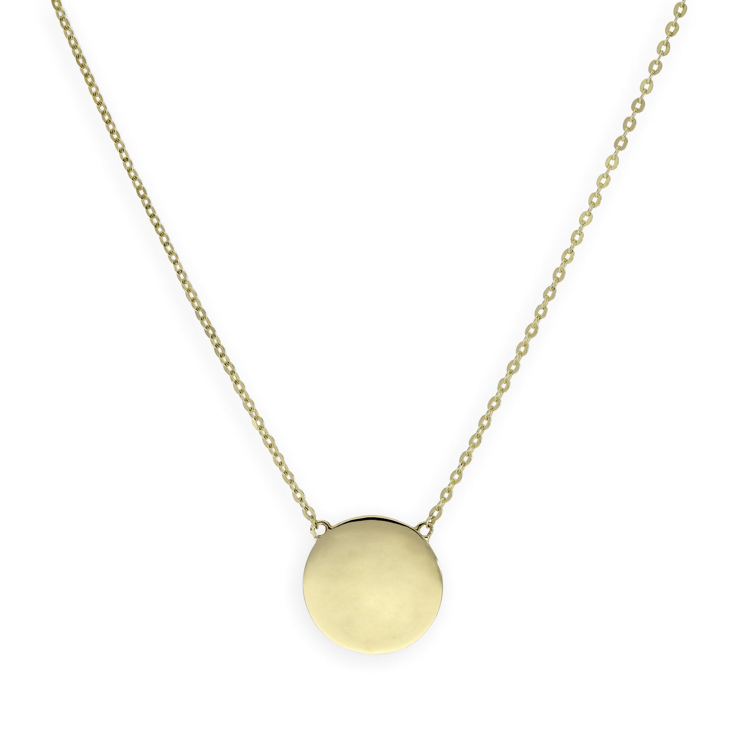 9ct Gold Engravable Round Pendant w 18 Inch Chain