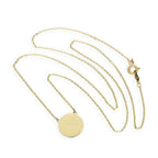 9ct Gold Engravable Round Pendant w 18 Inch Chain