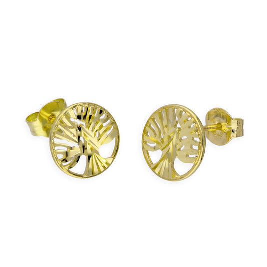 9ct Gold Cut Out Tree of Life Stud Earrings