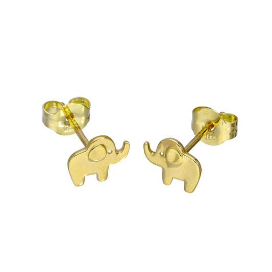 9ct Gold Cute Little Elephant Stud Earrings