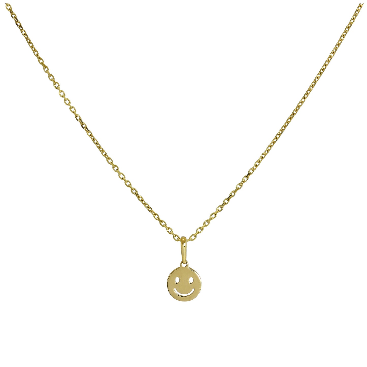 9ct Gold Smiley Face Pendant Necklace 16 - 20 Inches