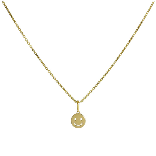 9ct Gold Smiley Face Pendant Necklace 16 - 20 Inches