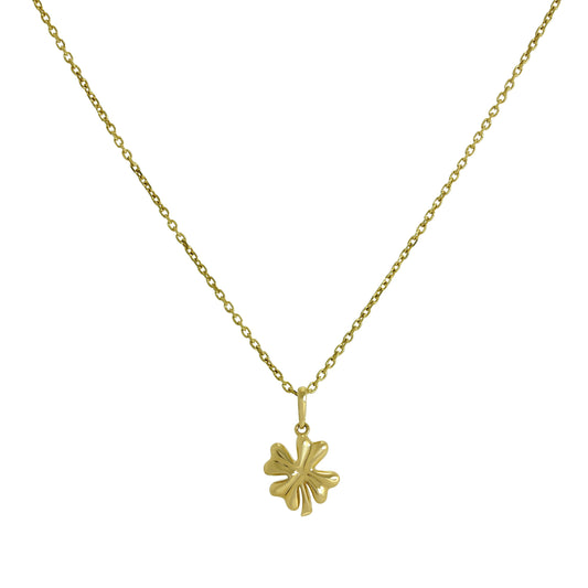 9ct Gold Four Leaf Clover Pendant Necklace 16 - 20 Inches