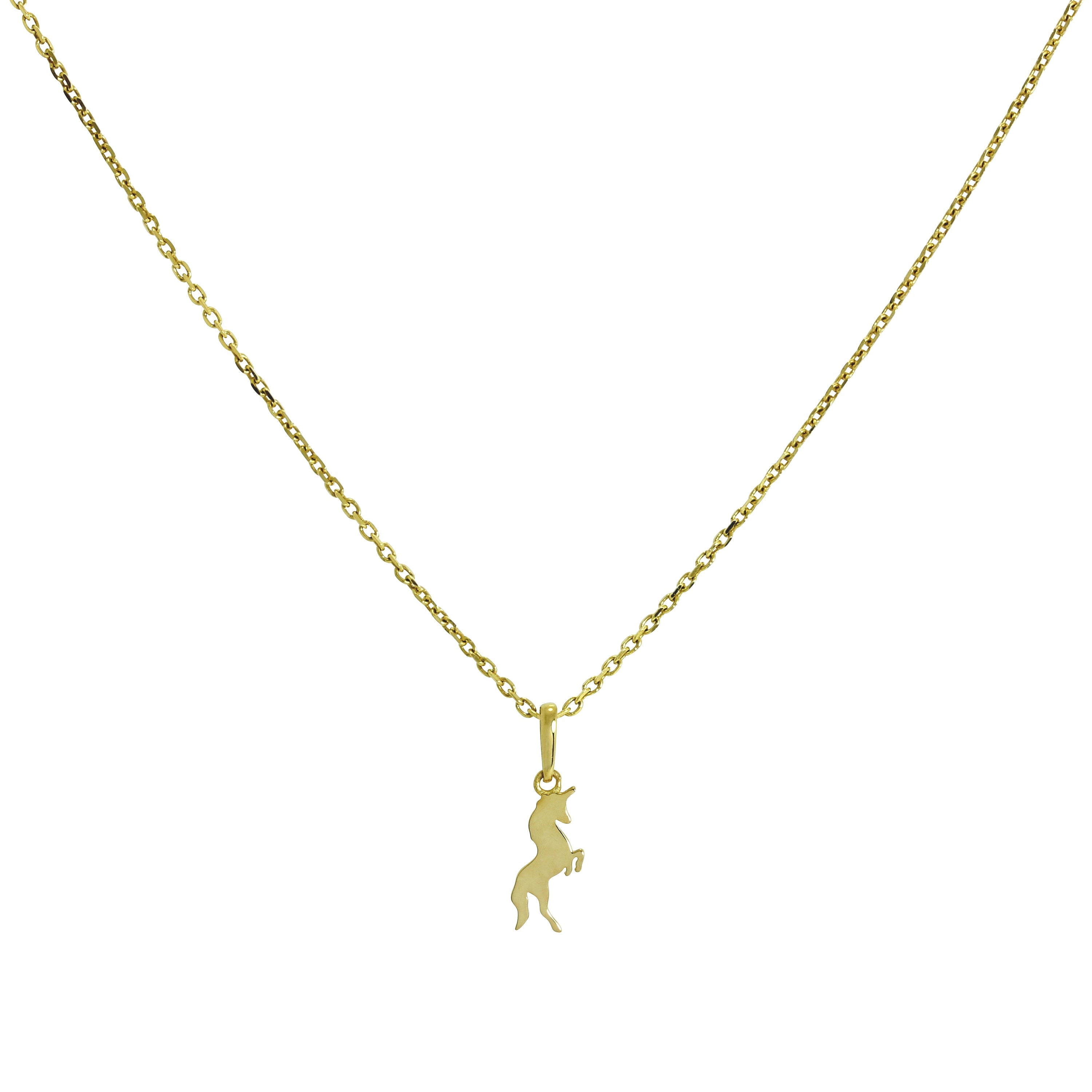 9ct Gold Unicorn Pendant Necklace 16 - 20 Inches