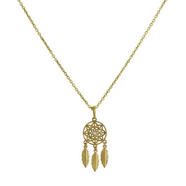9ct Gold & Clear CZ Crystal Dreamcatcher Pendant Necklace 16 - 20 Inches