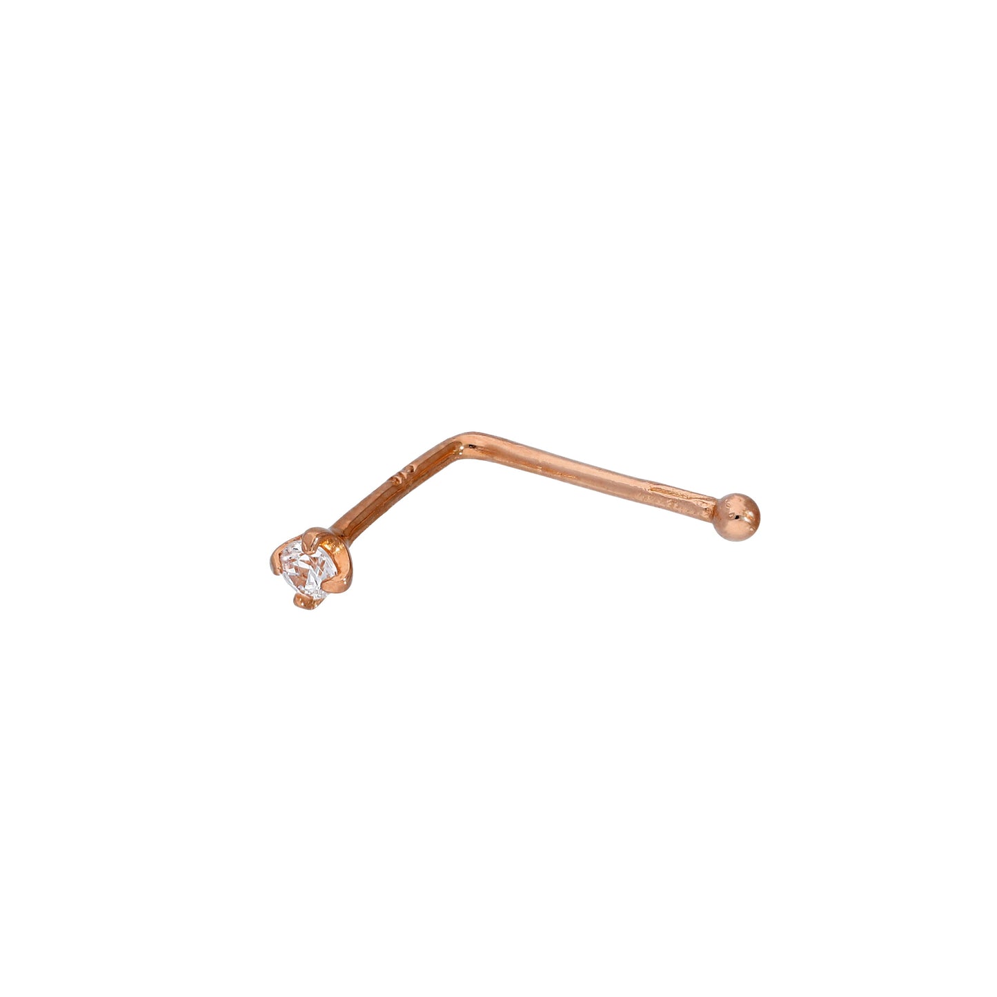 9ct Rose Gold & Clear CZ Crystal 22Ga Nose Stud