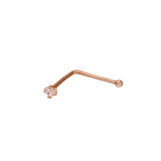 9ct Rose Gold & Clear CZ Crystal 22Ga Nose Stud