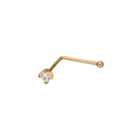 9ct Gold & 2mm Clear CZ Crystal 23Ga Nose Stud - jewellerybox