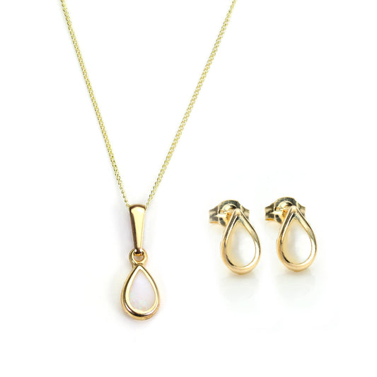 9ct Gold & June Birthstone Pendant & Stud Earrings Set