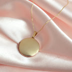 Large 9ct Gold Engravable Round Locket on Chain 16 - 20 Inches