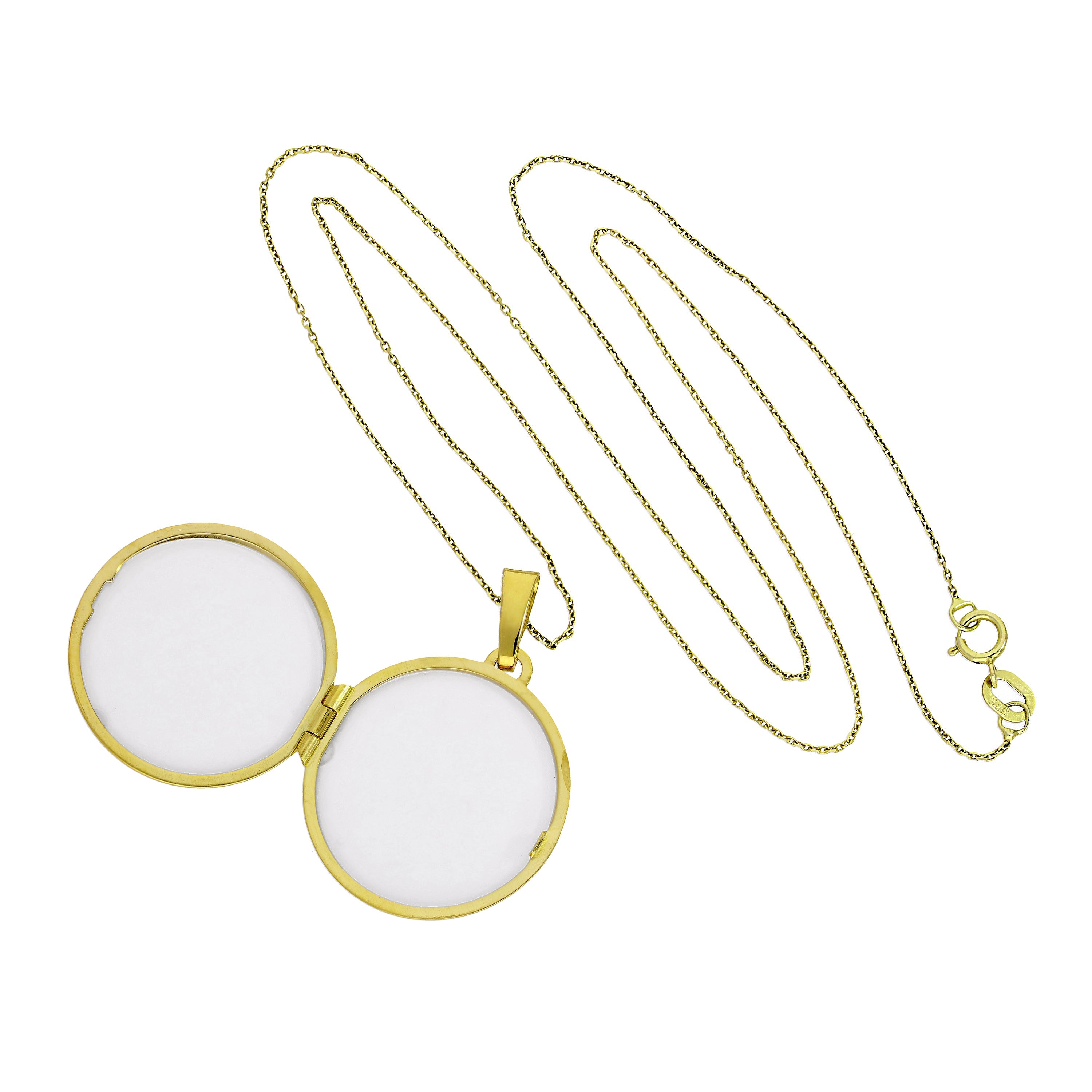 Large 9ct Gold Engravable Round Locket on Chain 16 - 20 Inches