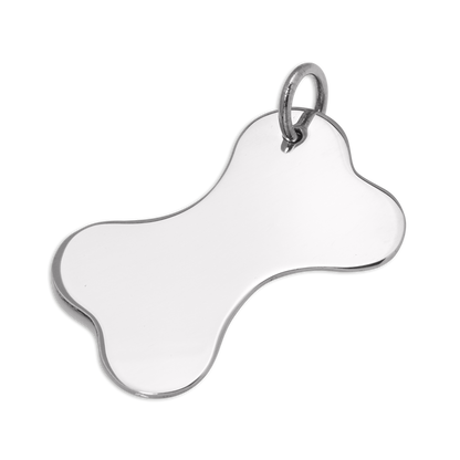 Large Sterling Silver Bone Shaped Dog Collar Engravable Tag