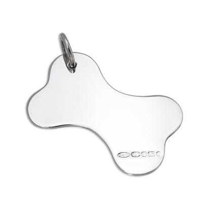 Large Sterling Silver Bone Shaped Dog Collar Engravable Tag