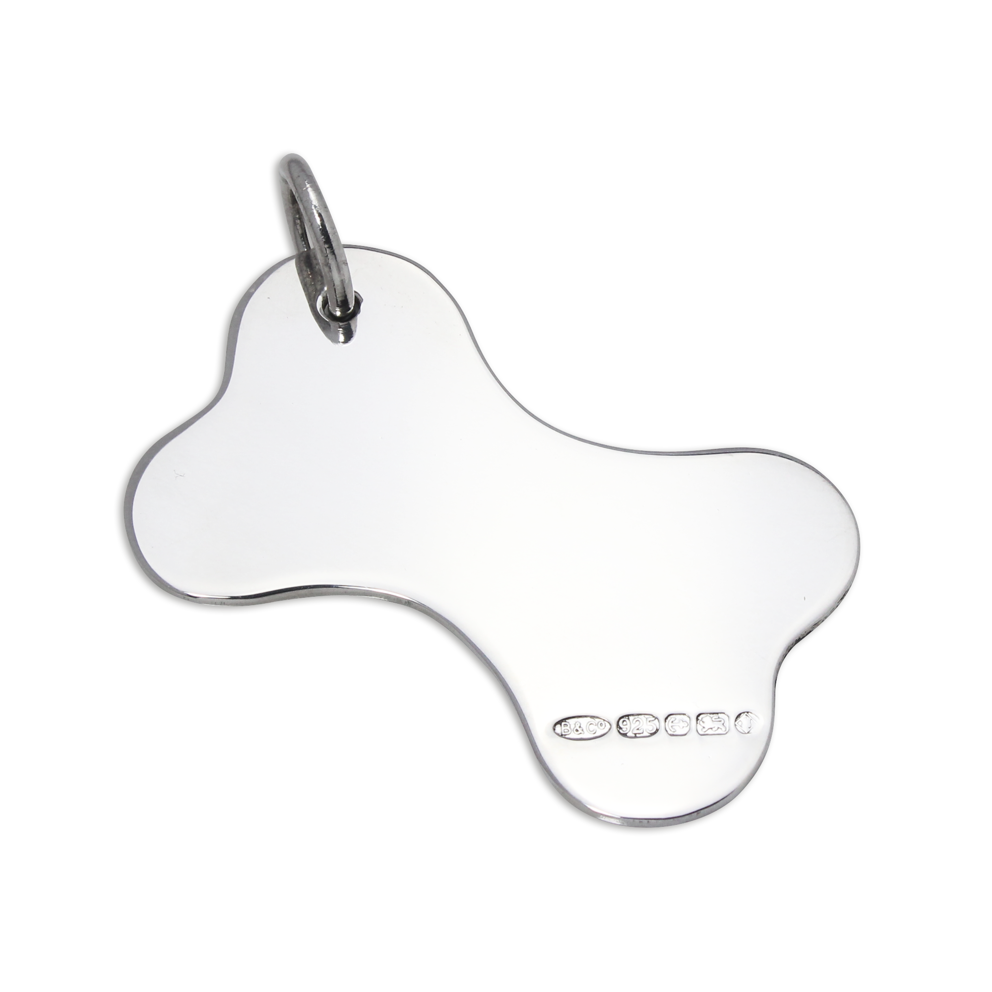 Large Sterling Silver Bone Shaped Dog Collar Engravable Tag