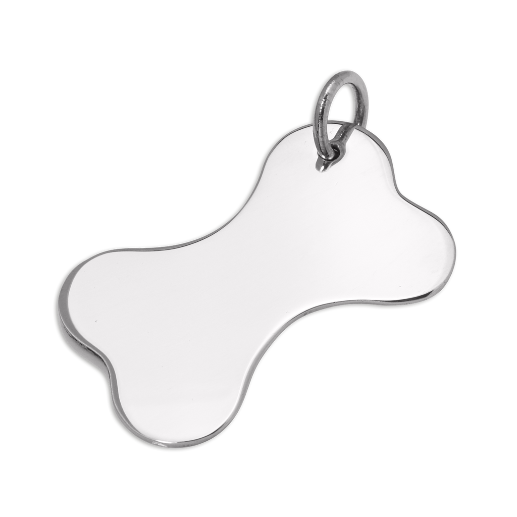 Large Sterling Silver Bone Shaped Dog Collar Engravable Tag