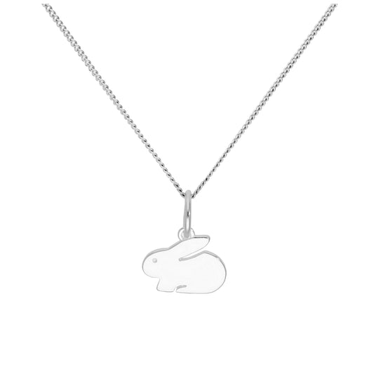 Sterling Silver Bunny Rabbit Pendant on 16+2 Inches Diamond Cut Chain