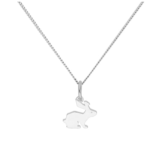 Sterling Silver Hare Pendant on 16+2 Inches Diamond Cut Chain