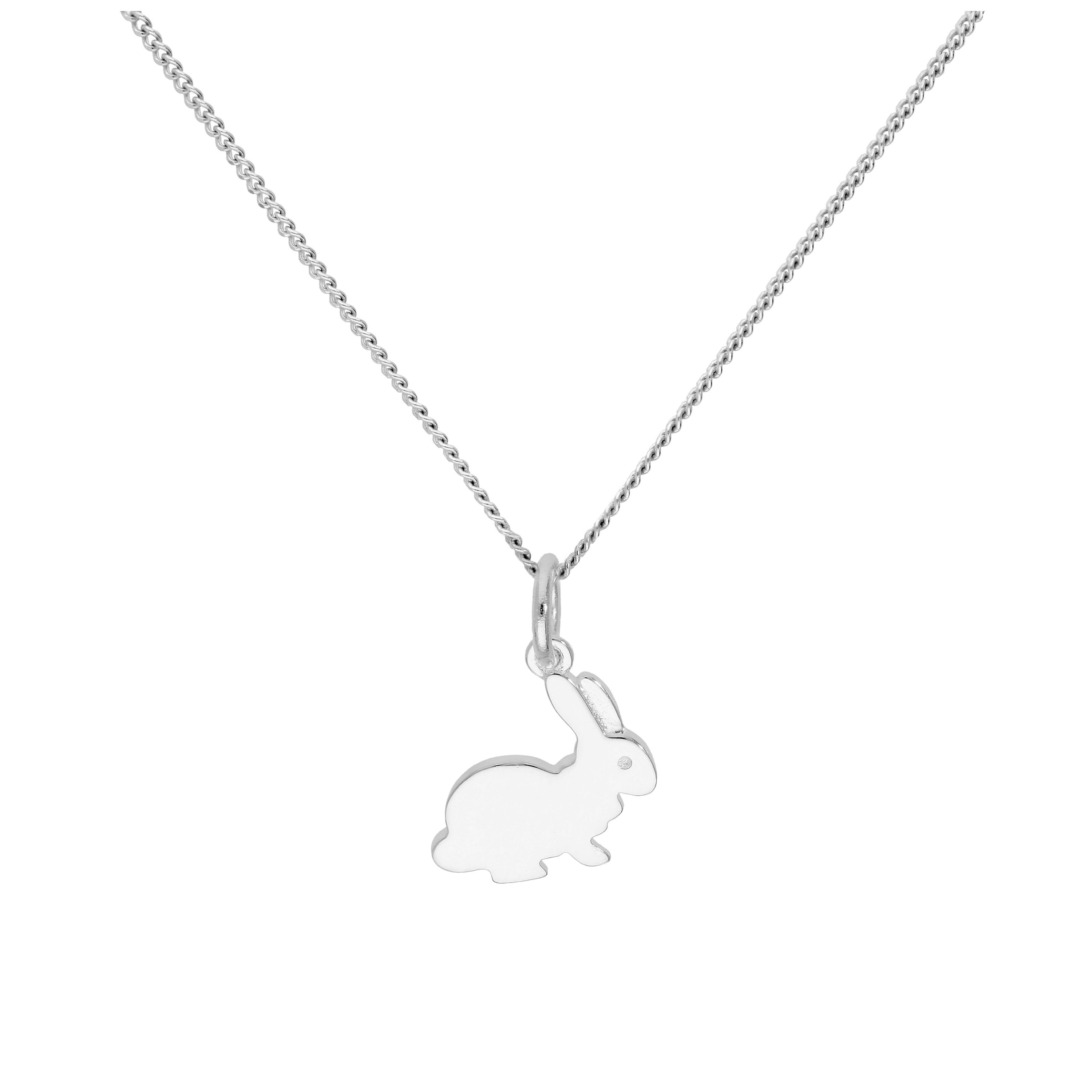 Sterling Silver Rabbit Pendant on 16+2 Inches Diamond Cut Chain