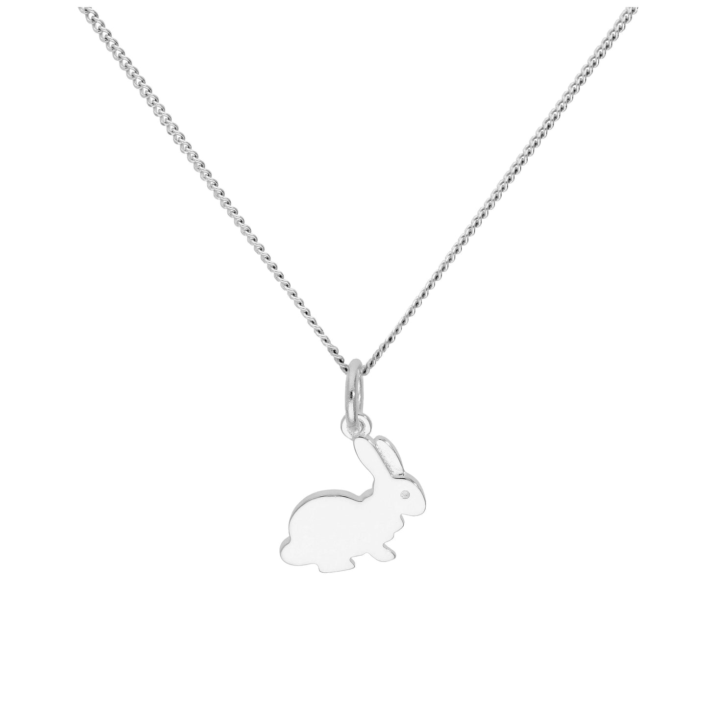 Sterling Silver Rabbit Pendant on 16+2 Inches Diamond Cut Chain
