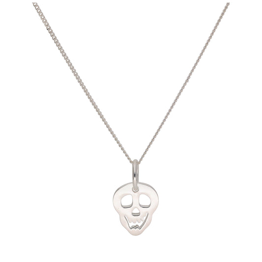 Sterling Silver Smiling Skull Necklace