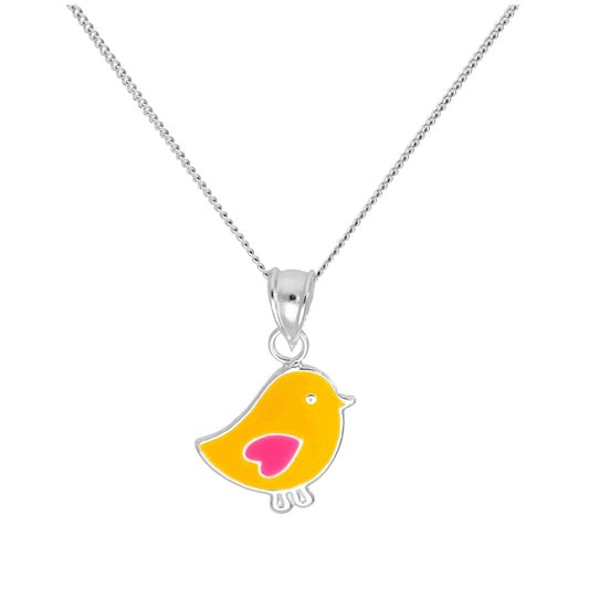 Sterling Silver Chick Pendant on 16+2 Inches Diamond Cut Chain