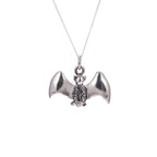 Sterling Silver 3D Flying Bat Necklace