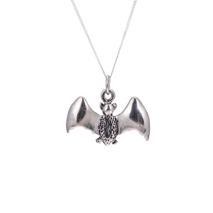 Sterling Silver 3D Flying Bat Necklace
