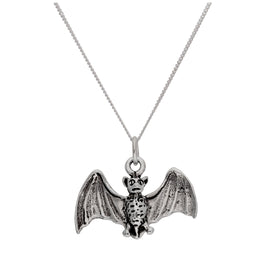 Sterling Silver 3D Flying Bat Necklace
