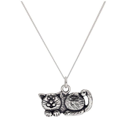 Sterling Silver Fat Cat Necklace